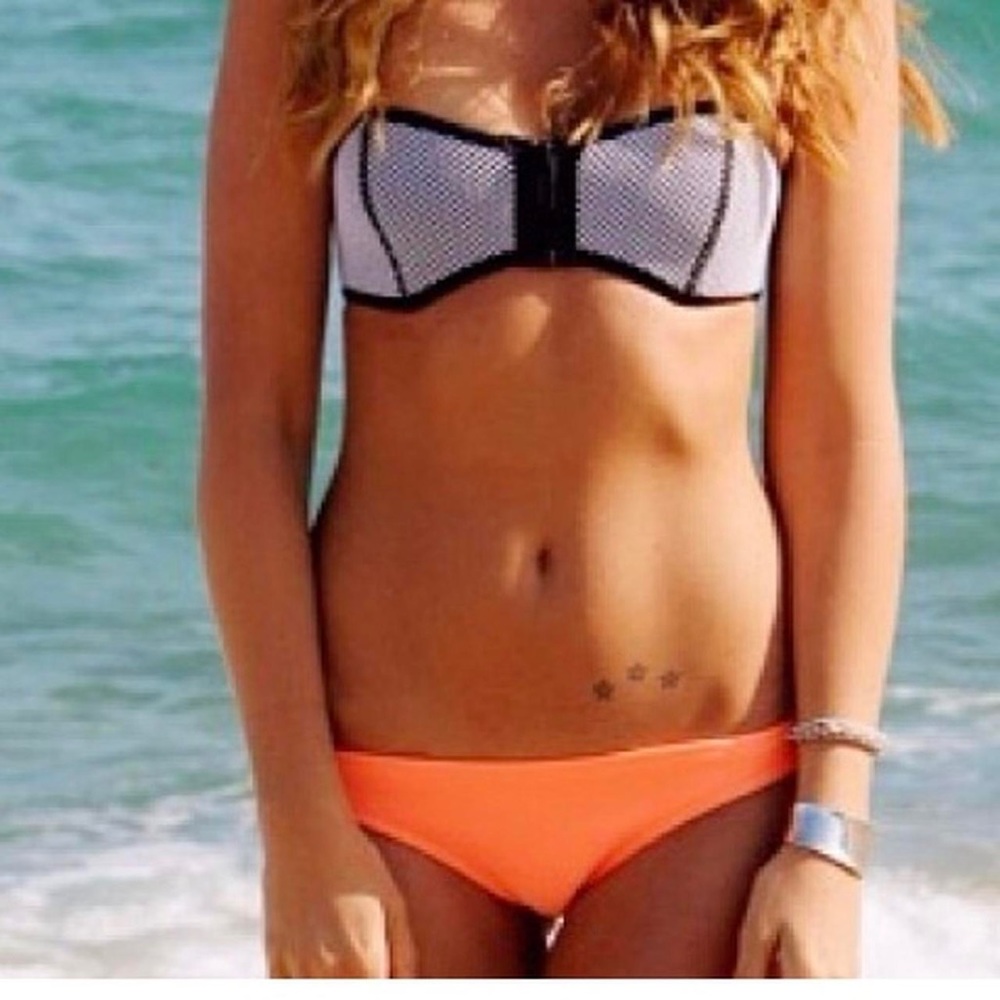 XL bikini ; neon orange / black zip swimsuit bikini XL - Picture 2 of 4